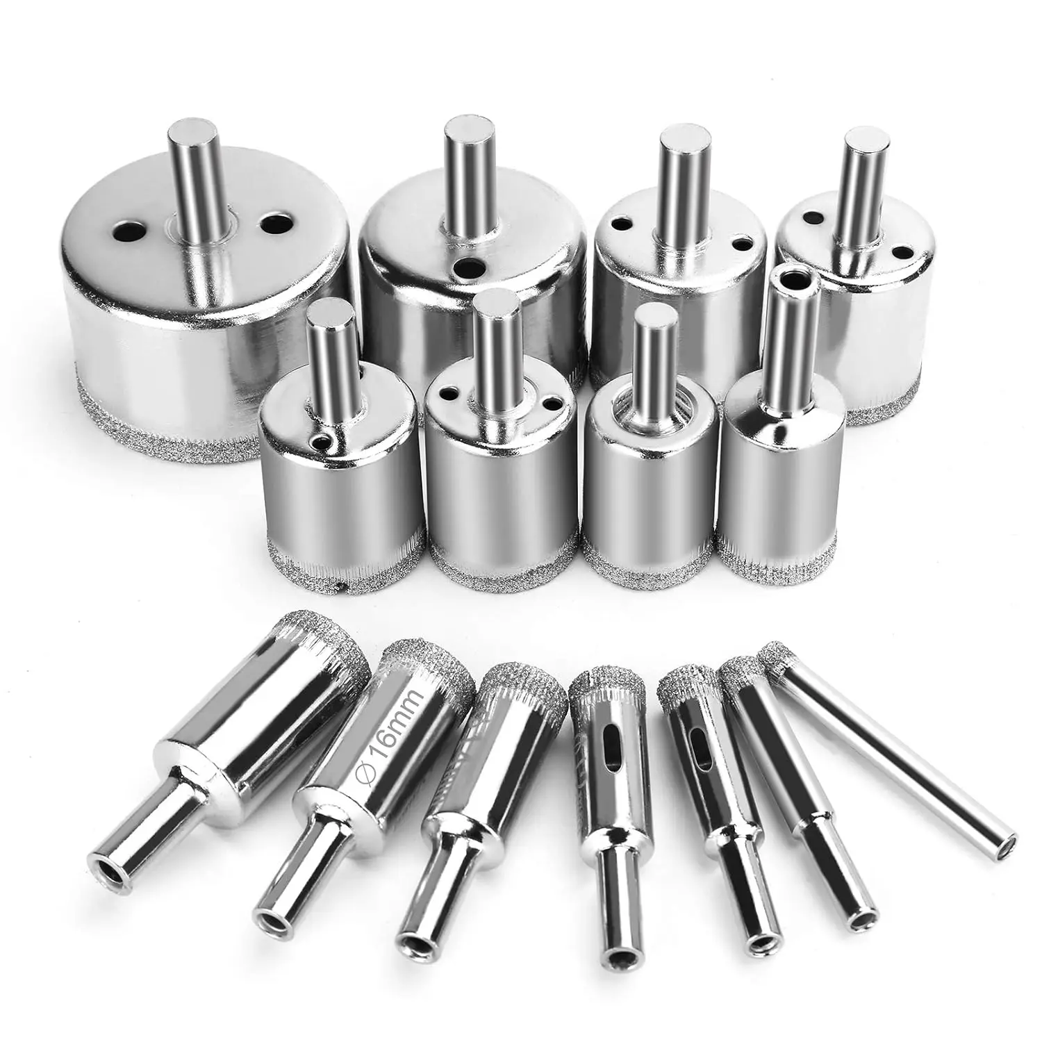 15Pcs Diamond Hole Saw Drill Bit Set Kit, Diamond Drill Bit for Marble, Granite Stone, Tile Cutting (6mm - 50mm)
15Pcs Diamond Hole Saw Drill Bit Set Kit, Diamond Drill Bit for Marble, Granite Stone, Tile Cutting (6mm - 50mm)