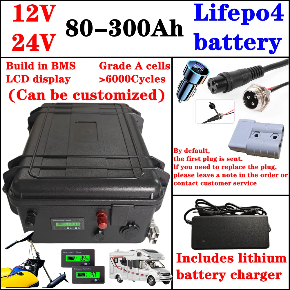 Lifepo4 Lithium Battery 12V 24V 80Ah 100Ah 150Ah 200Ah 250Ah 280Ah 300Ah for 1KW 2KW Boat Propeller Solar System Inverter RV
Lifepo4 Lithium Battery 12V 24V 80Ah 100Ah 150Ah 200Ah 250Ah 280Ah 300Ah for 1KW 2KW Boat Propeller Solar System Inverter RV