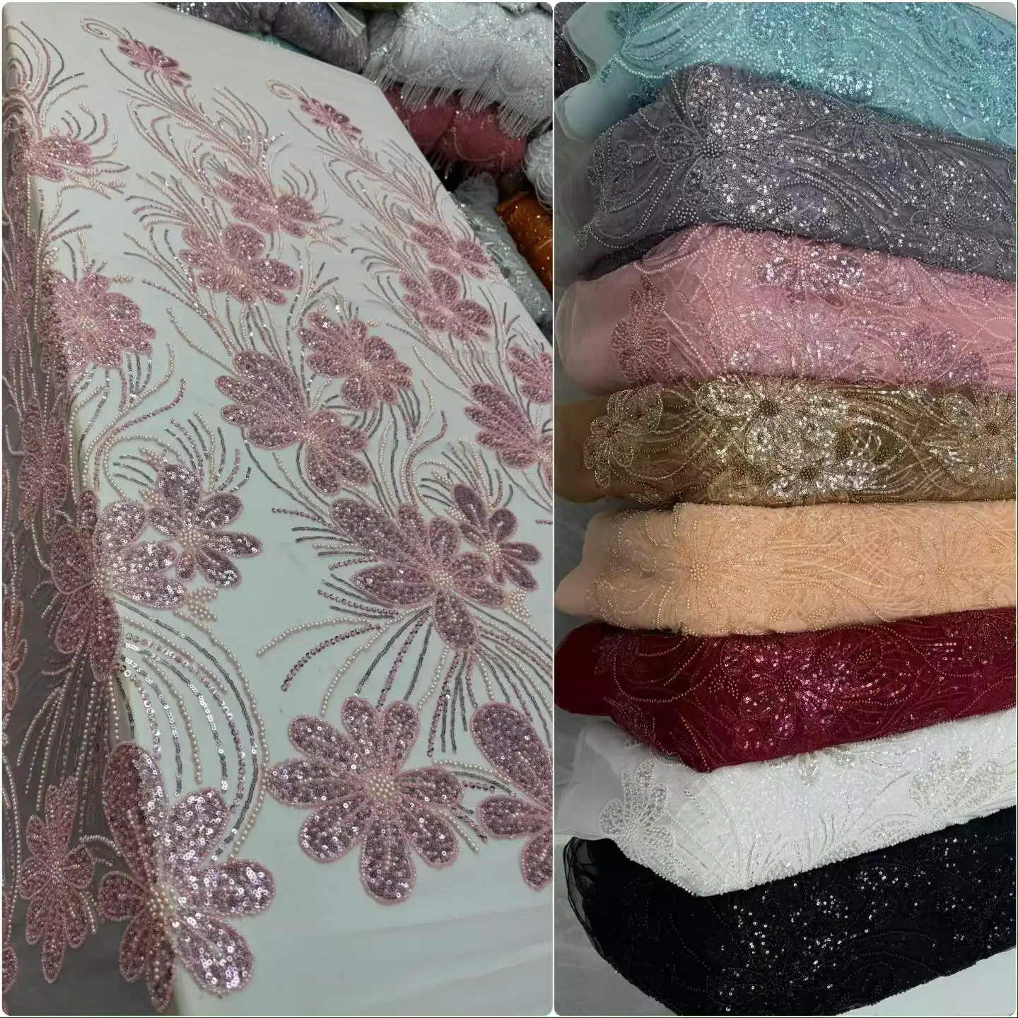 2026 High Quality Luxury African Heavy Bead White Lace Fabric 5 Yards Nigerian Pearl Embroidered Mesh Material With Sequins
2026 High Quality Luxury African Heavy Bead White Lace Fabric 5 Yards Nigerian Pearl Embroidered Mesh Material With Sequins