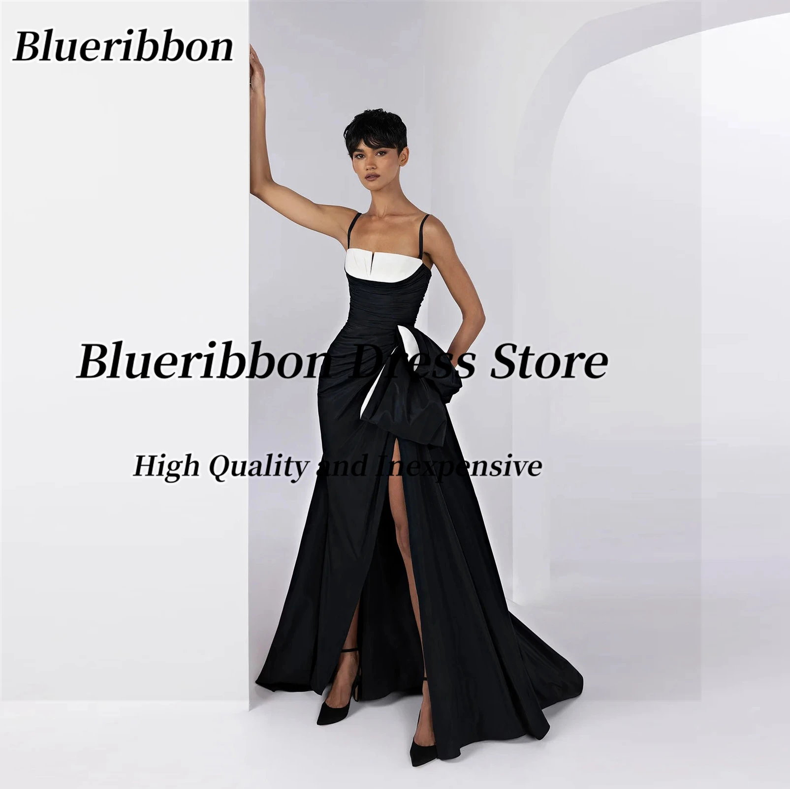 Blueribbon Black Prom Dresses with Sash Side Slit Sexy Cocktail Party Evening Gowns Spaghetti Strapless Formal Dress
Blueribbon Black Prom Dresses with Sash Side Slit Sexy Cocktail Party Evening Gowns Spaghetti Strapless Formal Dress