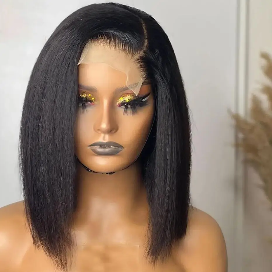 Black 26Inch Preplucked Yaki 180Density Kinky Straight Glueless Baby Hair Lace Front Wig For Black Women With Fashion Daily Wig
Black 26Inch Preplucked Yaki 180Density Kinky Straight Glueless Baby Hair Lace Front Wig For Black Women With Fashion Daily Wig