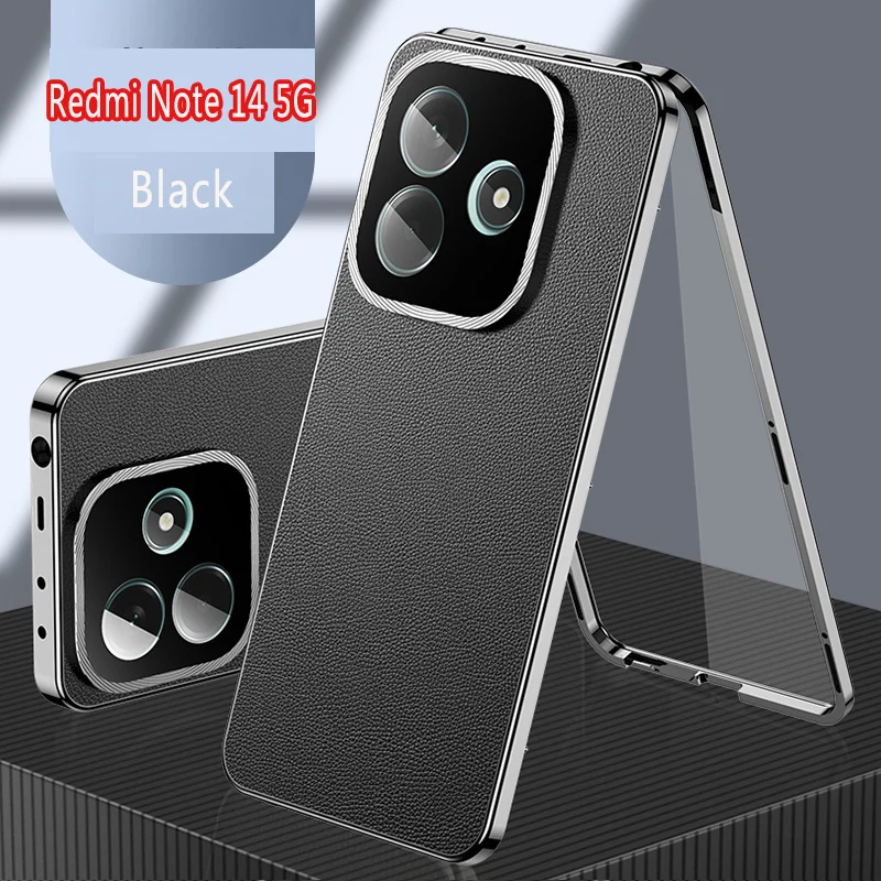 360 Full Protection Metal Bumper Clear Front Glass Case for Xiaomi Redmi Note 14 5G with Back PU Leather Skin Cover Protector
360 Full Protection Metal Bumper Clear Front Glass Case for Xiaomi Redmi Note 14 5G with Back PU Leather Skin Cover Protector