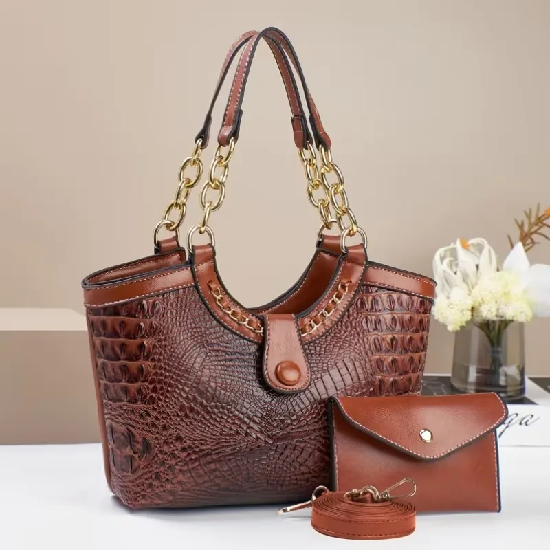 2pcs PU Crocodile Embossed Women'S Bag Set,, Suitable As A Shoulder Bag or Crossbody Bag
2pcs PU Crocodile Embossed Women'S Bag Set,, Suitable As A Shoulder Bag or Crossbody Bag