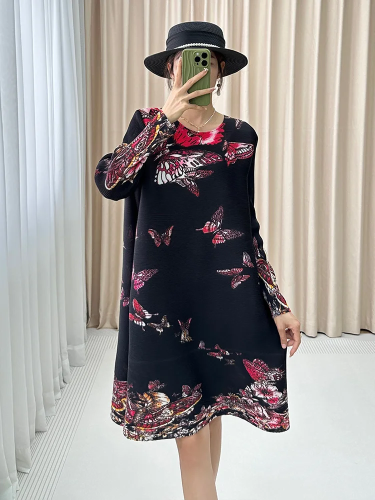 Comfortable Mid-Length Long Sleeve round Neck Women's Dress Vintage Commute Style Pleated Polyester Fiber 2023 Autumn New Style
Comfortable Mid-Length Long Sleeve round Neck Women's Dress Vintage Commute Style Pleated Polyester Fiber 2023 Autumn New Style
