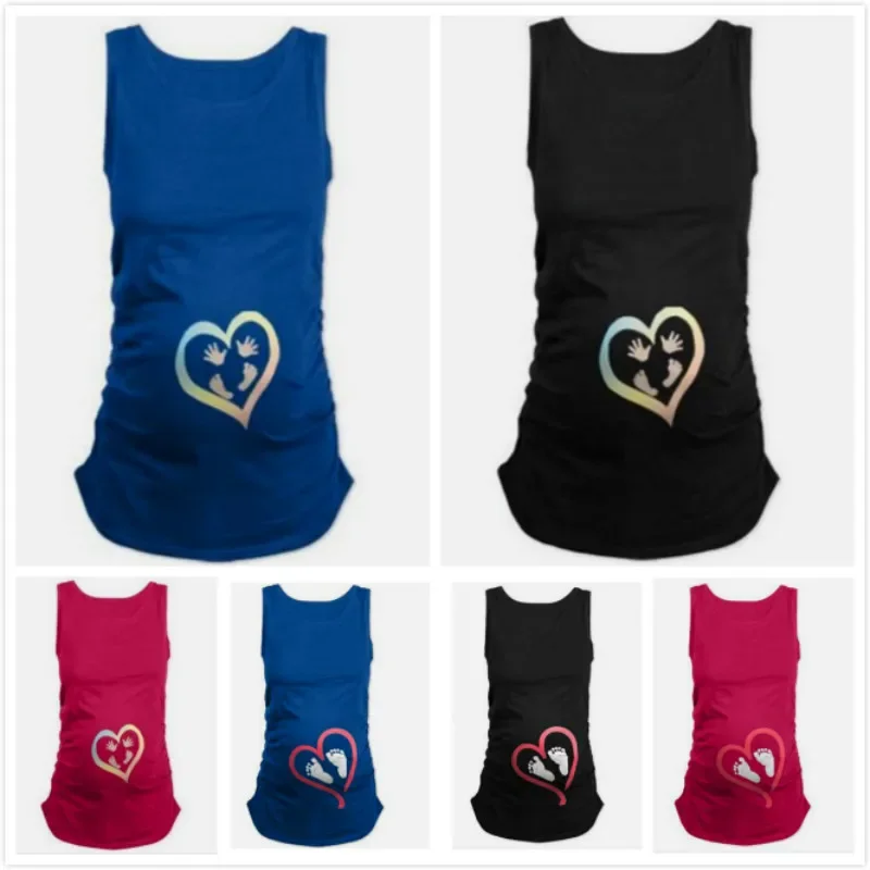 New Fashion Black Love Heart Handprint Footprint Pregnant Women's T-shirt Maternity Sleeveless T Shirt Funny Pregnancy Tops Vest
New Fashion Black Love Heart Handprint Footprint Pregnant Women's T-shirt Maternity Sleeveless T Shirt Funny Pregnancy Tops Vest