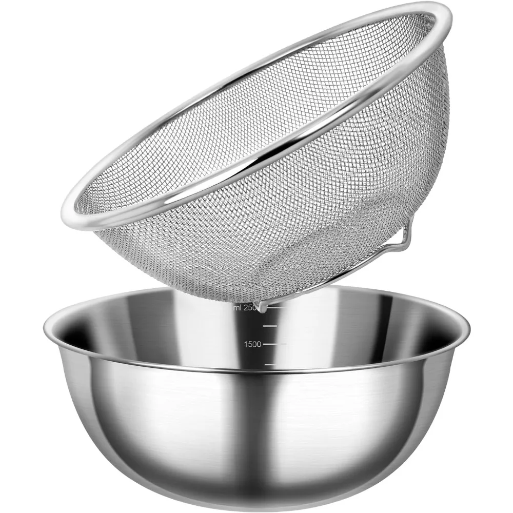 304 Metal Stainless Steel Colander Strainer Mixing Bowl With Microporous 4.5 Qt Large Capacity For Rice Pasta Fruit Vegetable Sp
304 Metal Stainless Steel Colander Strainer Mixing Bowl With Microporous 4.5 Qt Large Capacity For Rice Pasta Fruit Vegetable Sp
