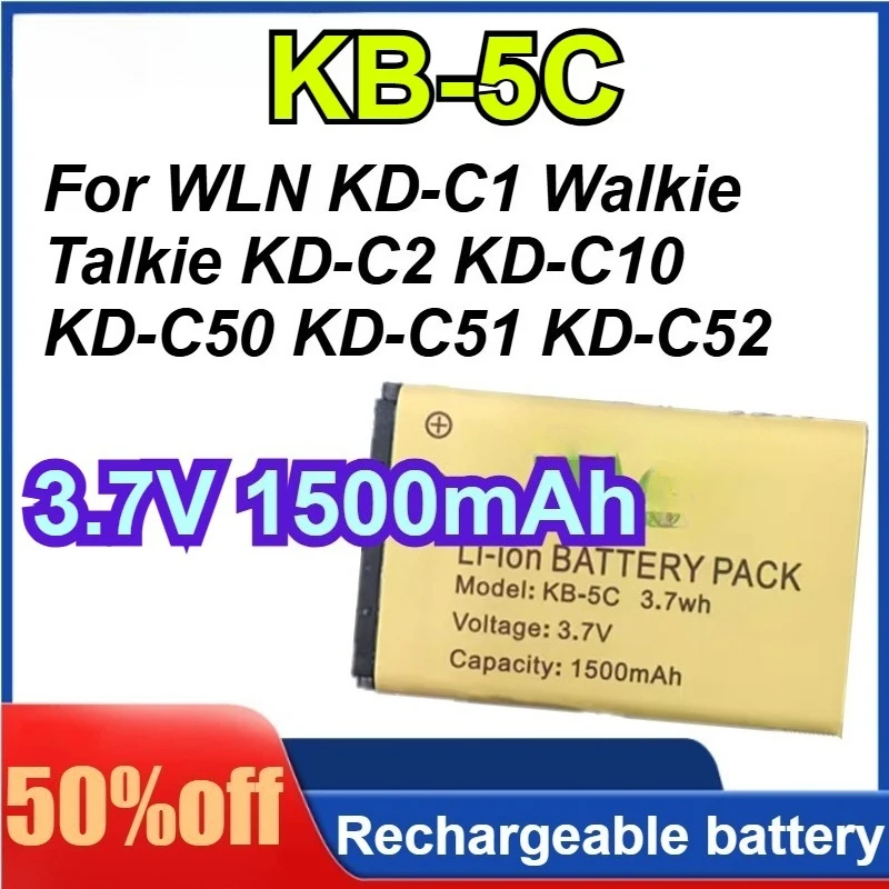 3.7V 1500mAh KB-5C Battery Li-Ion Battery For WLN KD-C1 Walkie Talkie KD-C2 KD-C10 KD-C50 KD-C51 KD-C52 RT22S RT15 NK-U1 X6 RT22
3.7V 1500mAh KB-5C Battery Li-Ion Battery For WLN KD-C1 Walkie Talkie KD-C2 KD-C10 KD-C50 KD-C51 KD-C52 RT22S RT15 NK-U1 X6 RT22