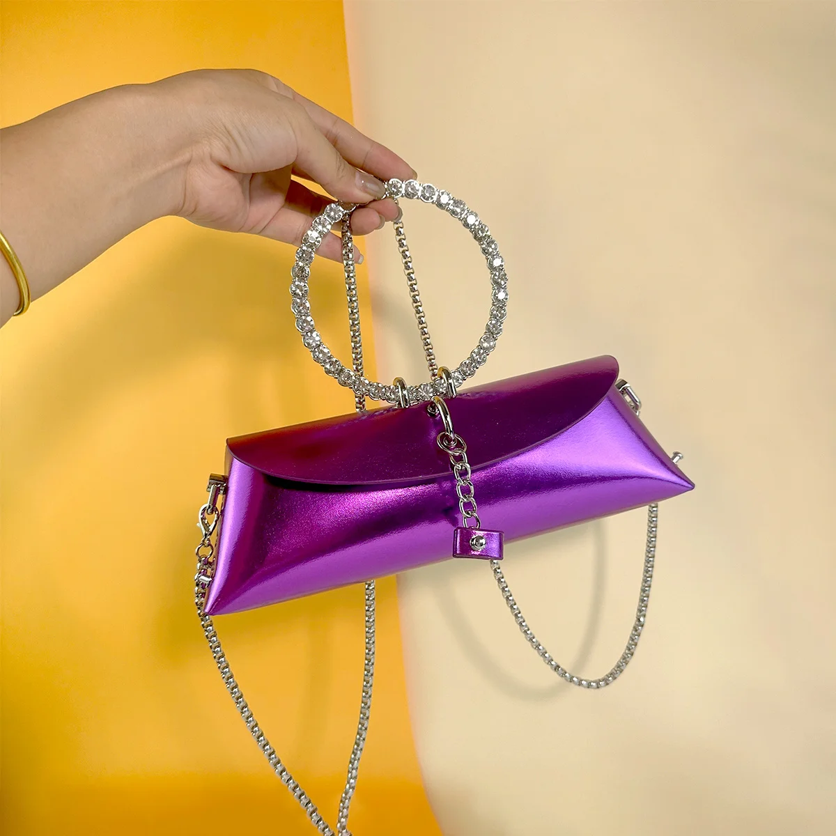 Women's Rectangular Shoulder Bag - Crystal Embellished Evening Clutch, Elegant Lightweight Party Purse, Glamorous Crossbody Bag
Women's Rectangular Shoulder Bag - Crystal Embellished Evening Clutch, Elegant Lightweight Party Purse, Glamorous Crossbody Bag
