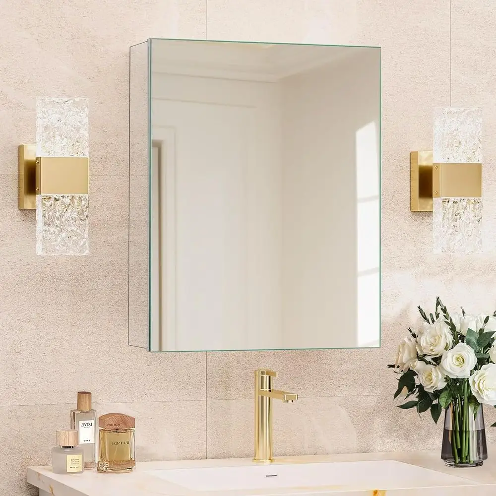 26 x 20 Adjustable Shelf Mirrored Medicine Cabinet with Silver Aluminum Frame for Bathroom, Wall-Mounted or Recessed
26 x 20 Adjustable Shelf Mirrored Medicine Cabinet with Silver Aluminum Frame for Bathroom, Wall-Mounted or Recessed