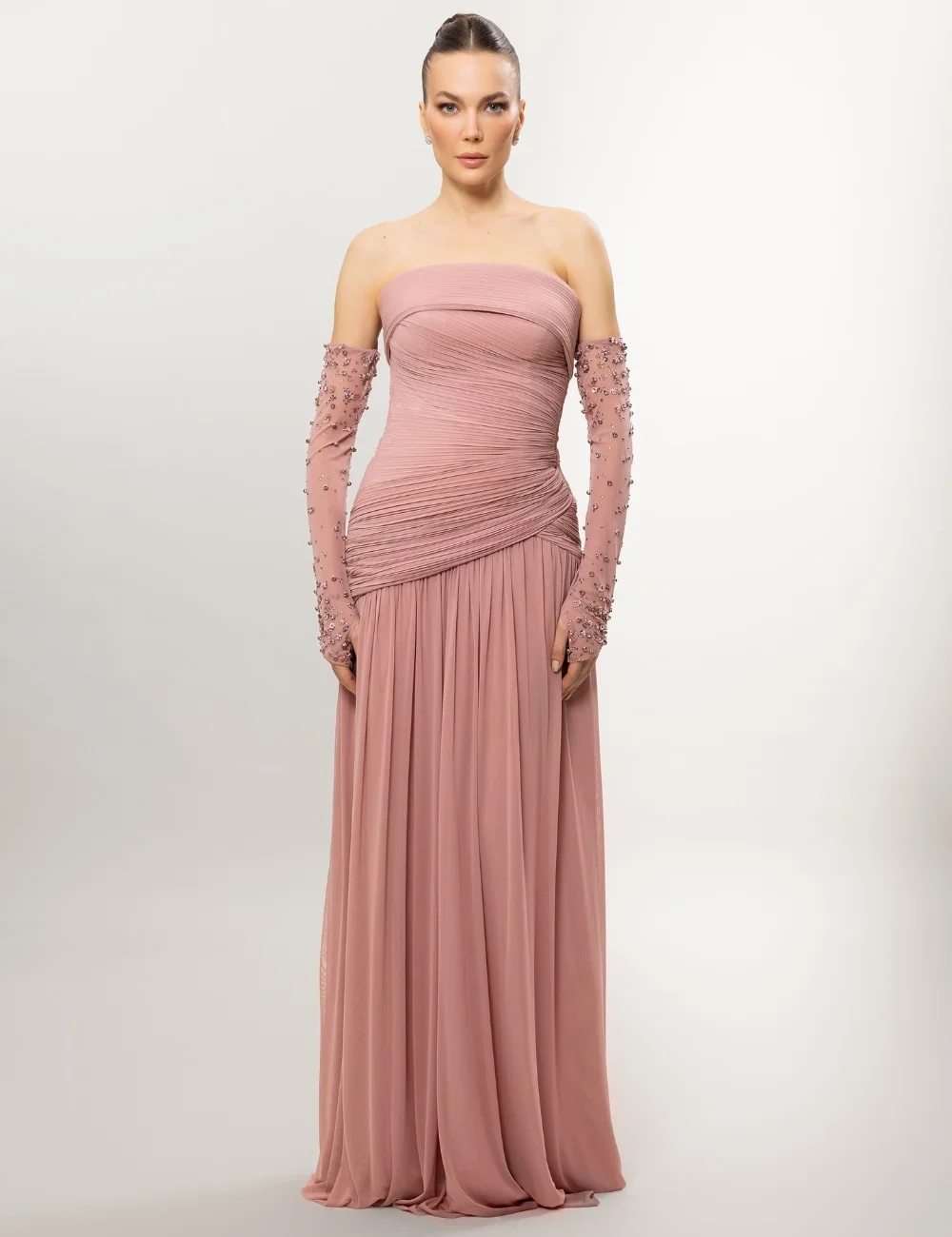 Customized Intricate Matching Chiffon Pleat Draped Beading Sequined Rhinestone A-line Strapless Floor-Length Evening Dresses
Customized Intricate Matching Chiffon Pleat Draped Beading Sequined Rhinestone A-line Strapless Floor-Length Evening Dresses