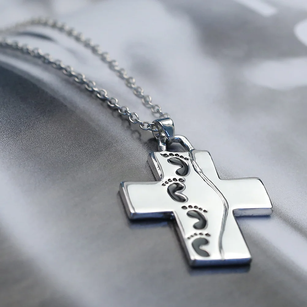 1 Piece Footprint Necklace with Reversible Cross Pendant Christian Jewelry for Women Men Silver Inspirational Gift for Mom
1 Piece Footprint Necklace with Reversible Cross Pendant Christian Jewelry for Women Men Silver Inspirational Gift for Mom