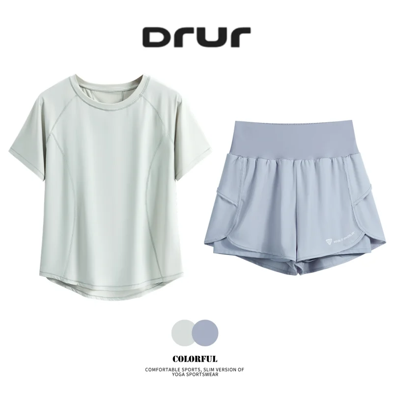 DRUR Short Sleeve Yoga Sets With Crew Neck Sport Tops and Loose Shorts Tracksuit Women Summer 2 Piece Running Outfit with Pocket
DRUR Short Sleeve Yoga Sets With Crew Neck Sport Tops and Loose Shorts Tracksuit Women Summer 2 Piece Running Outfit with Pocket