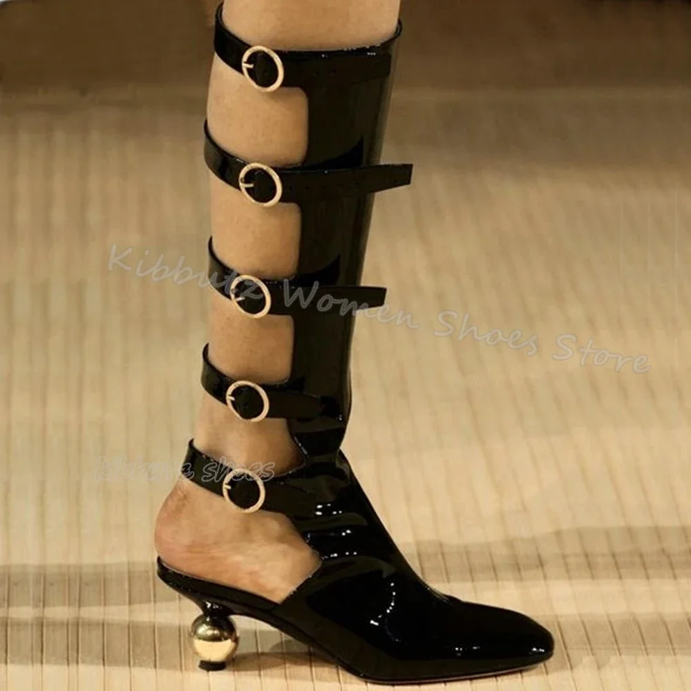 Belt Buckles Knee High Sandal Boots Hollow Novelty Leather Solid Color Luxury Fashion Elegant Sexy Women Shoes Strange Heels New
Belt Buckles Knee High Sandal Boots Hollow Novelty Leather Solid Color Luxury Fashion Elegant Sexy Women Shoes Strange Heels New