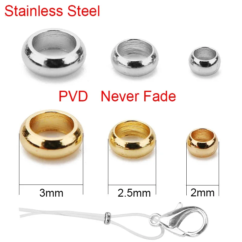100pcs PVD Never Fade Stainless Steel Crimp Beads Covers 2 2.5 3 mm Spacer End Stopper Beads DIY Necklace Jewelry Making 2031
100pcs PVD Never Fade Stainless Steel Crimp Beads Covers 2 2.5 3 mm Spacer End Stopper Beads DIY Necklace Jewelry Making 2031