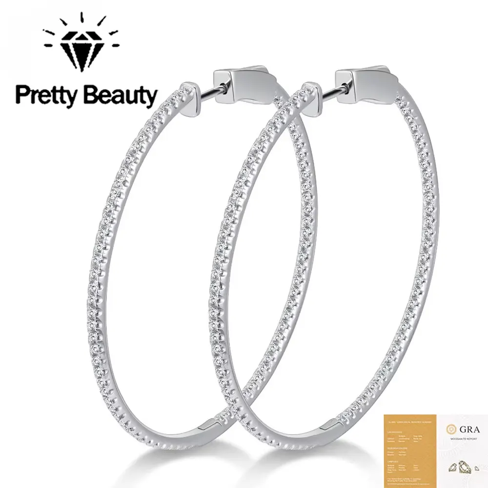 Pretty Beauty 50mm Big Hoop Earrings 925 Silver Inside Out Full Pave Moissanite Statement Earring for Women Wedding Jewelry Gift
Pretty Beauty 50mm Big Hoop Earrings 925 Silver Inside Out Full Pave Moissanite Statement Earring for Women Wedding Jewelry Gift
