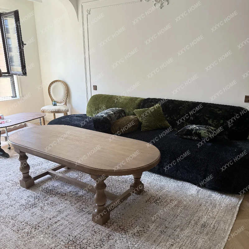 L retro solid wood coffee table oval household small apartment living room creativity
L retro solid wood coffee table oval household small apartment living room creativity