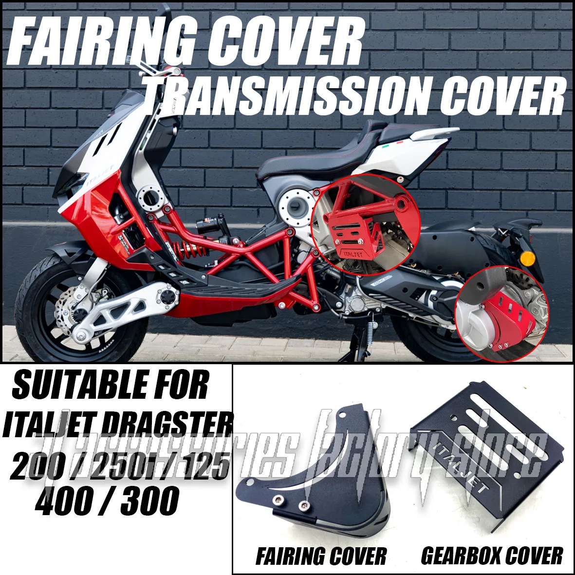 Suitable for Italjet Dragster 200 / 250i / 125 / 400 / 300 motorcycle fairing aluminum alloy radiator cover fairing gearbox cove
Suitable for Italjet Dragster 200 / 250i / 125 / 400 / 300 motorcycle fairing aluminum alloy radiator cover fairing gearbox cove