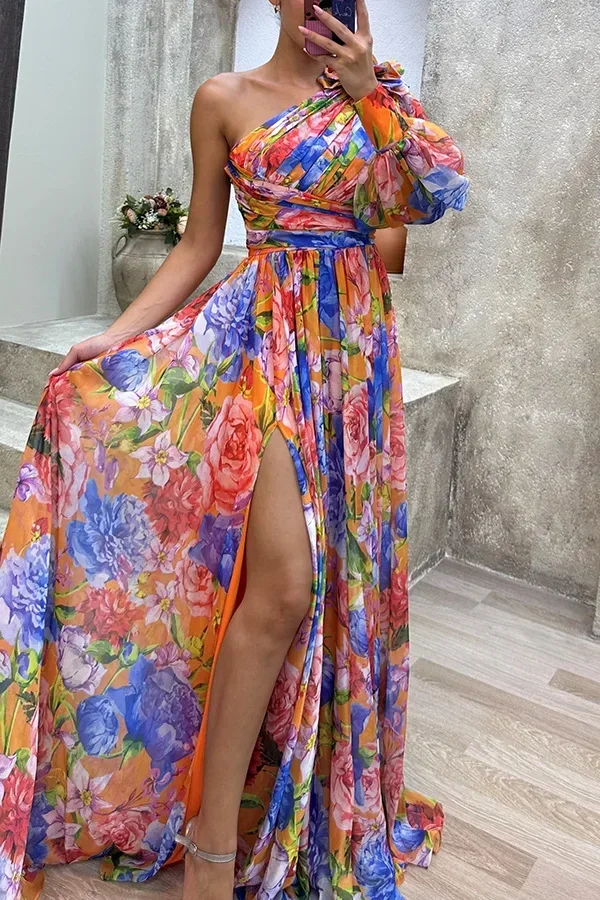 2026 Summer Women Fashion Party Club Dress Floral One-shoulder Side Split Elegant Long Dresses Female Evening Dress
2026 Summer Women Fashion Party Club Dress Floral One-shoulder Side Split Elegant Long Dresses Female Evening Dress