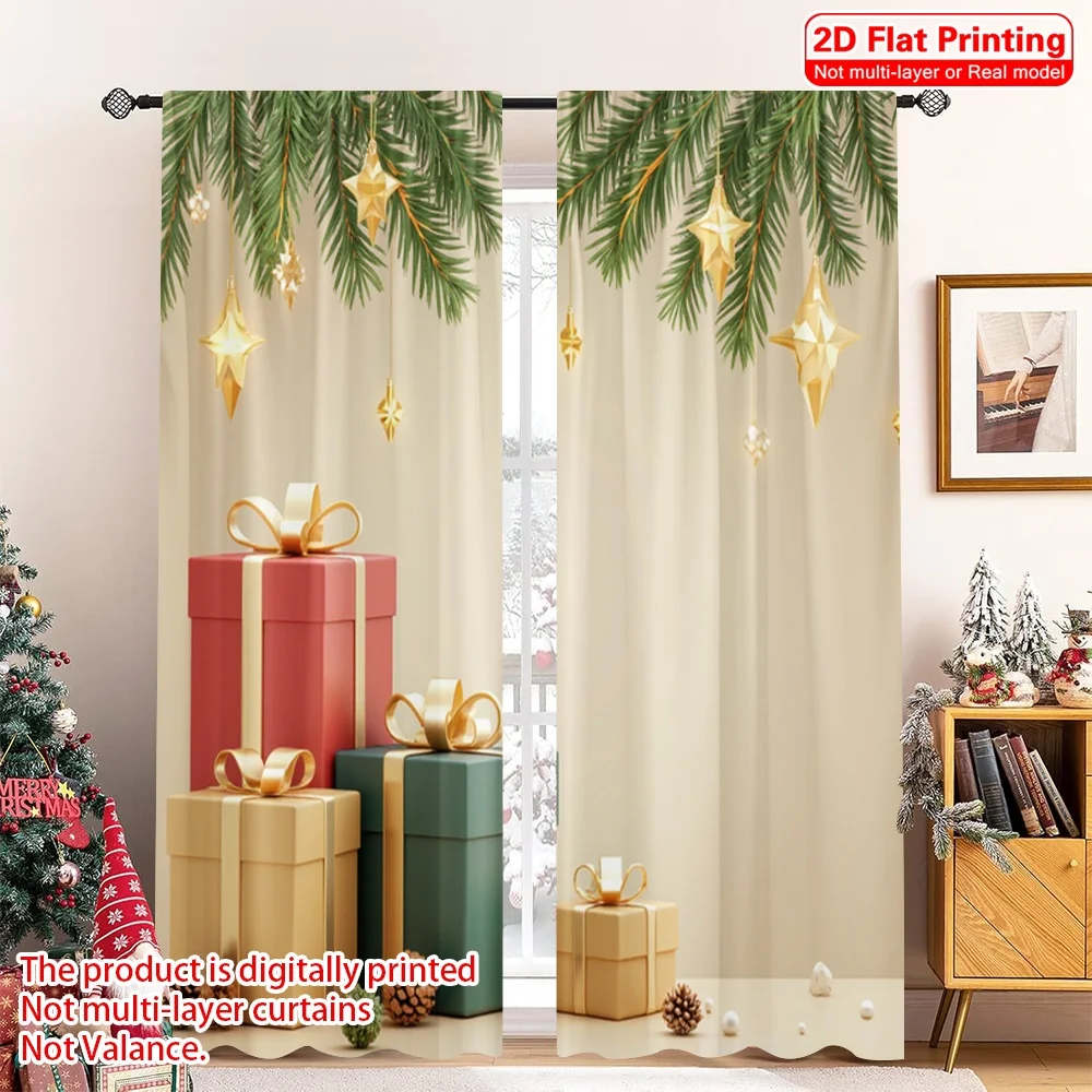 2pcs 2D flat printing Christmas Curtains Christmas Gifts Pinecones Ornaments Stars Fabric Without Electricity Festive Holiday
2pcs 2D flat printing Christmas Curtains Christmas Gifts Pinecones Ornaments Stars Fabric Without Electricity Festive Holiday