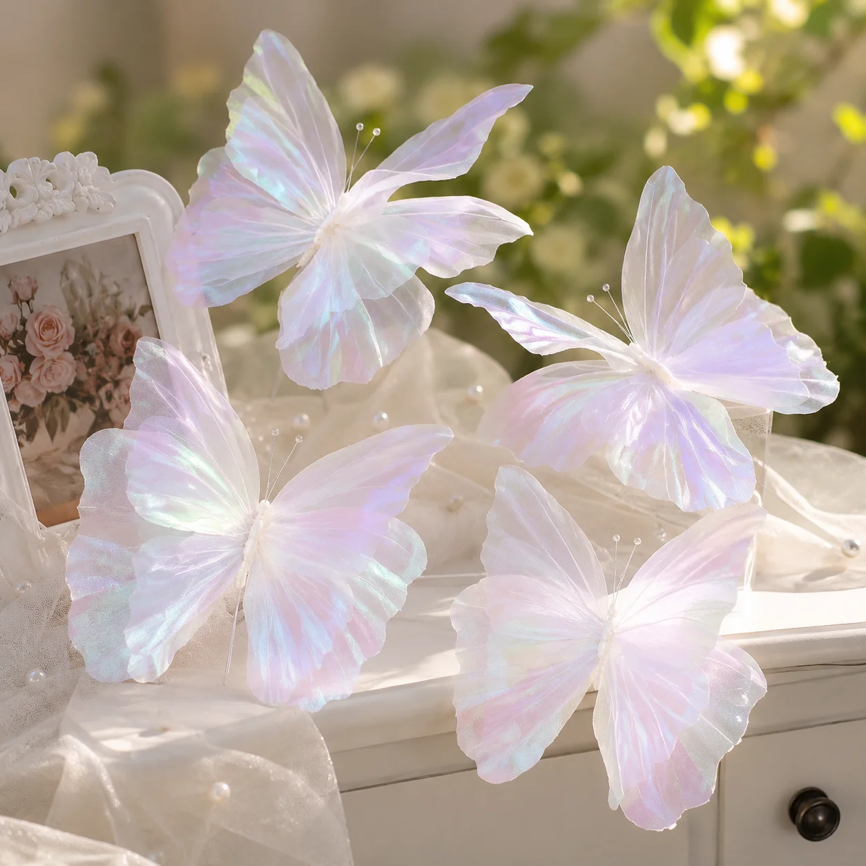 5pcs 3D Tulle Iridescent Butterfly Photo Prop Decoration Outdoor Bridal Romantic Butterfly Decoration Props For Home Furnishings
5pcs 3D Tulle Iridescent Butterfly Photo Prop Decoration Outdoor Bridal Romantic Butterfly Decoration Props For Home Furnishings