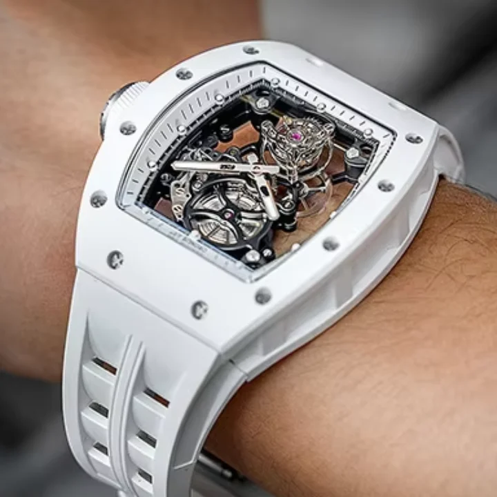 CRONUSART Men Tourbillon Watch 50mm Tonneau Mechanical Wristwatch 5ATM Ceramic Case Luminous Skeleton Dial Sapphire Mirror
CRONUSART Men Tourbillon Watch 50mm Tonneau Mechanical Wristwatch 5ATM Ceramic Case Luminous Skeleton Dial Sapphire Mirror