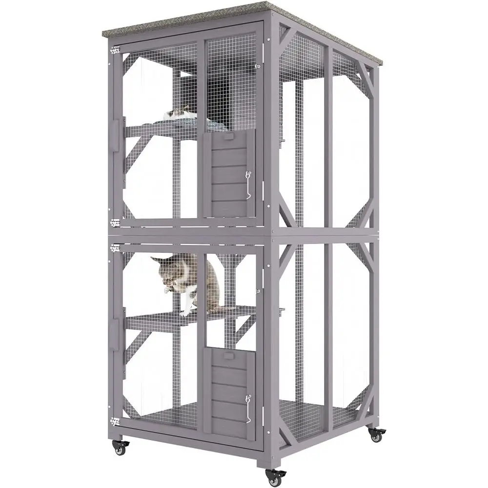 3-х уровневый манеж для кошек Catio с колесиками, ящик для отдыха, водонепроницаемая крышка, Windows & Do, съемный поднос
3-х уровневый манеж для кошек Catio с колесиками, ящик для отдыха, водонепроницаемая крышка, Windows & Do, съемный поднос