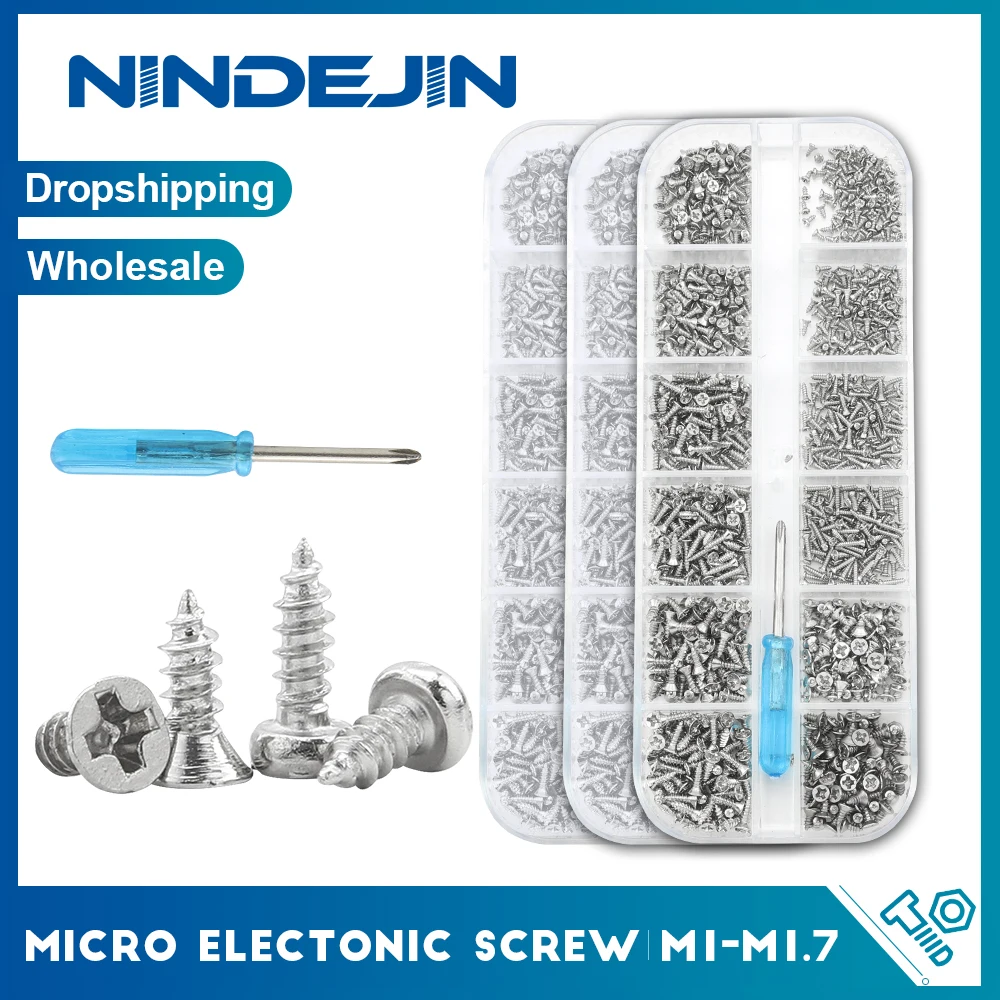 NINDEJIN 601pcs Electronic Screw Kit Nickel Plated Flat Round Head Mini Micro Screw Set Phone Glasses Tapping Screw Kit M1-M1.7
NINDEJIN 601pcs Electronic Screw Kit Nickel Plated Flat Round Head Mini Micro Screw Set Phone Glasses Tapping Screw Kit M1-M1.7