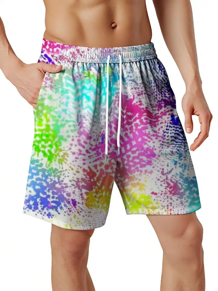Colorful Tie Dye Print Mens Quick Dry Beach Shorts With Drawstring Waist
Colorful Tie Dye Print Mens Quick Dry Beach Shorts With Drawstring Waist