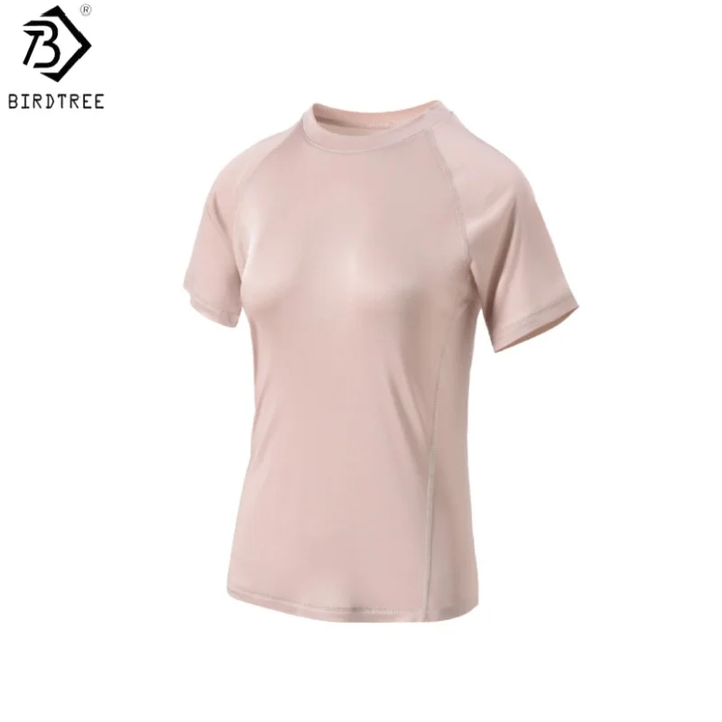Birdtree, 30% Real Silk 70% Viscose Tshirt, O-neck Short Sleeve Tops, Women's Loose Solid Cool Shirt, 2026 Spring New T64111JF
Birdtree, 30% Real Silk 70% Viscose Tshirt, O-neck Short Sleeve Tops, Women's Loose Solid Cool Shirt, 2026 Spring New T64111JF
