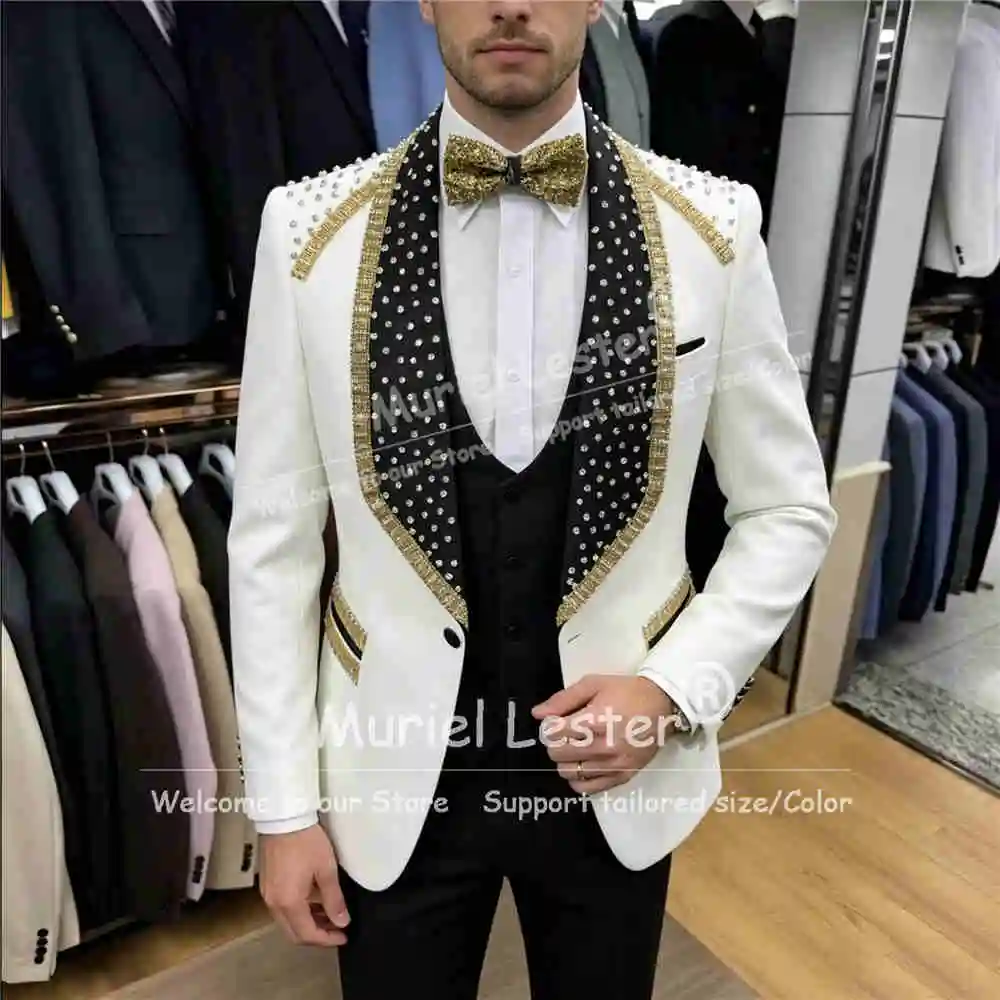 Sparkly Crystals Beading Suits Men For Wedding Single Breasted Prom Blazers Customized Man Banquet Attire Trajes Para Hombre
Sparkly Crystals Beading Suits Men For Wedding Single Breasted Prom Blazers Customized Man Banquet Attire Trajes Para Hombre