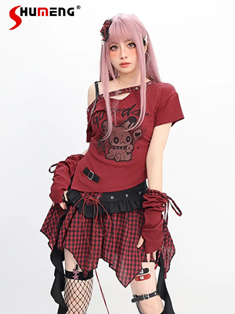 Fashion Subculture Sweet Hot Girl Y2K Tops Skirt High Waist Lace-up Slim Plaid Streamer Splicing Irregular Short Skirts Women
Fashion Subculture Sweet Hot Girl Y2K Tops Skirt High Waist Lace-up Slim Plaid Streamer Splicing Irregular Short Skirts Women