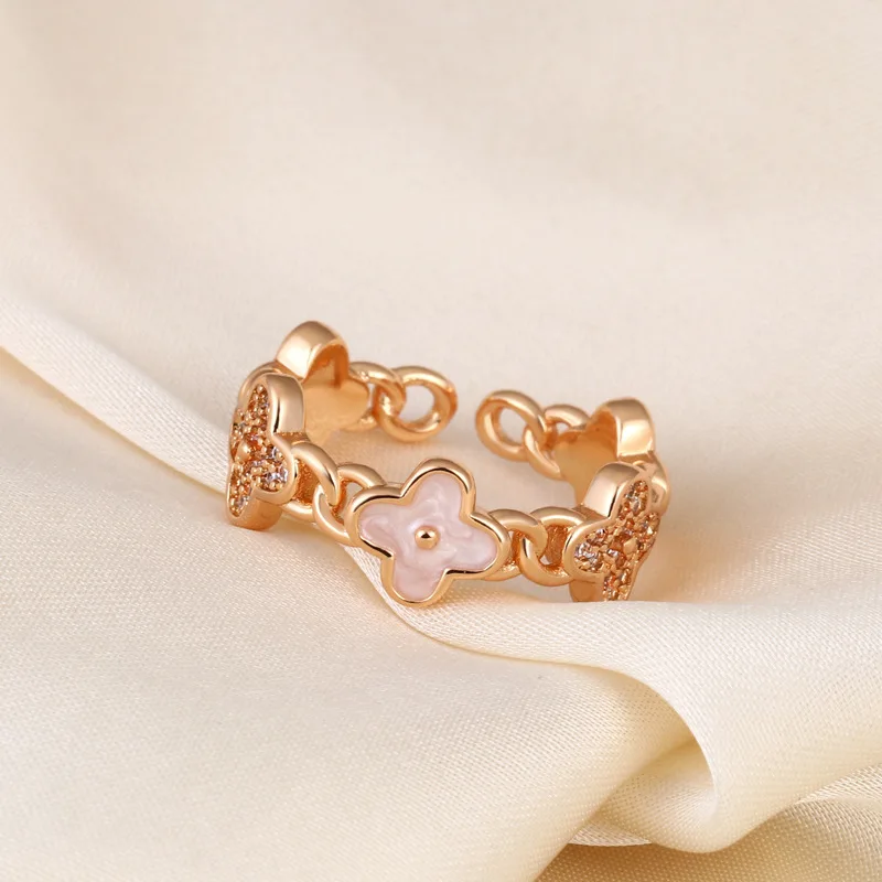 Lucky Four Leaf Ring - Gold Plated Mother-of-Pearl Cocktail Ring, European Style Adjustable Statement Piece for Everyday Wear
Lucky Four Leaf Ring - Gold Plated Mother-of-Pearl Cocktail Ring, European Style Adjustable Statement Piece for Everyday Wear