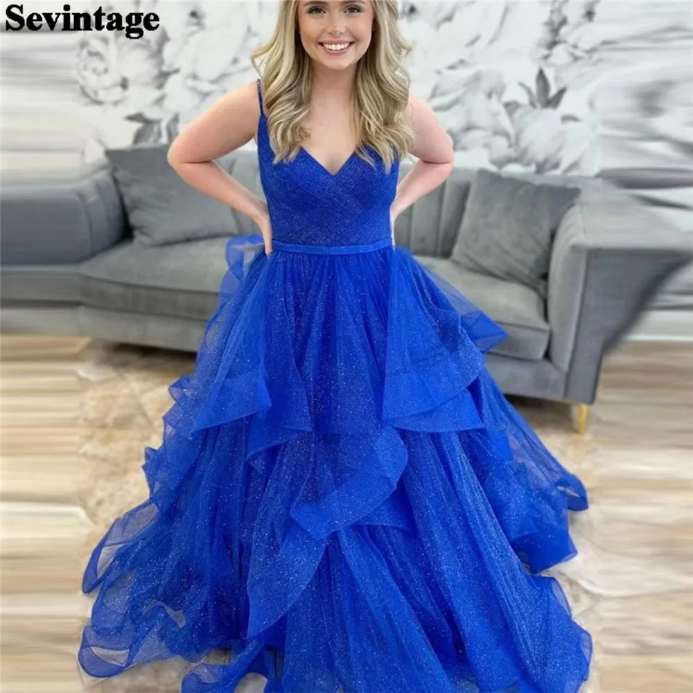 Sevintage Royal Blue Glitter Sequin Prom Dress A-Line Spaghetti Strap Ruffles Formal Evening Dress Floor Length Party Gown 2024
Sevintage Royal Blue Glitter Sequin Prom Dress A-Line Spaghetti Strap Ruffles Formal Evening Dress Floor Length Party Gown 2024