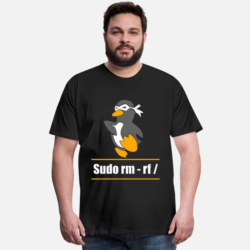 Tux Linux Pinguin Sudo Rm Rf Computerfreak Hacker Funny Gift t shirt for Software Engineer Graphic clothes All size Tops