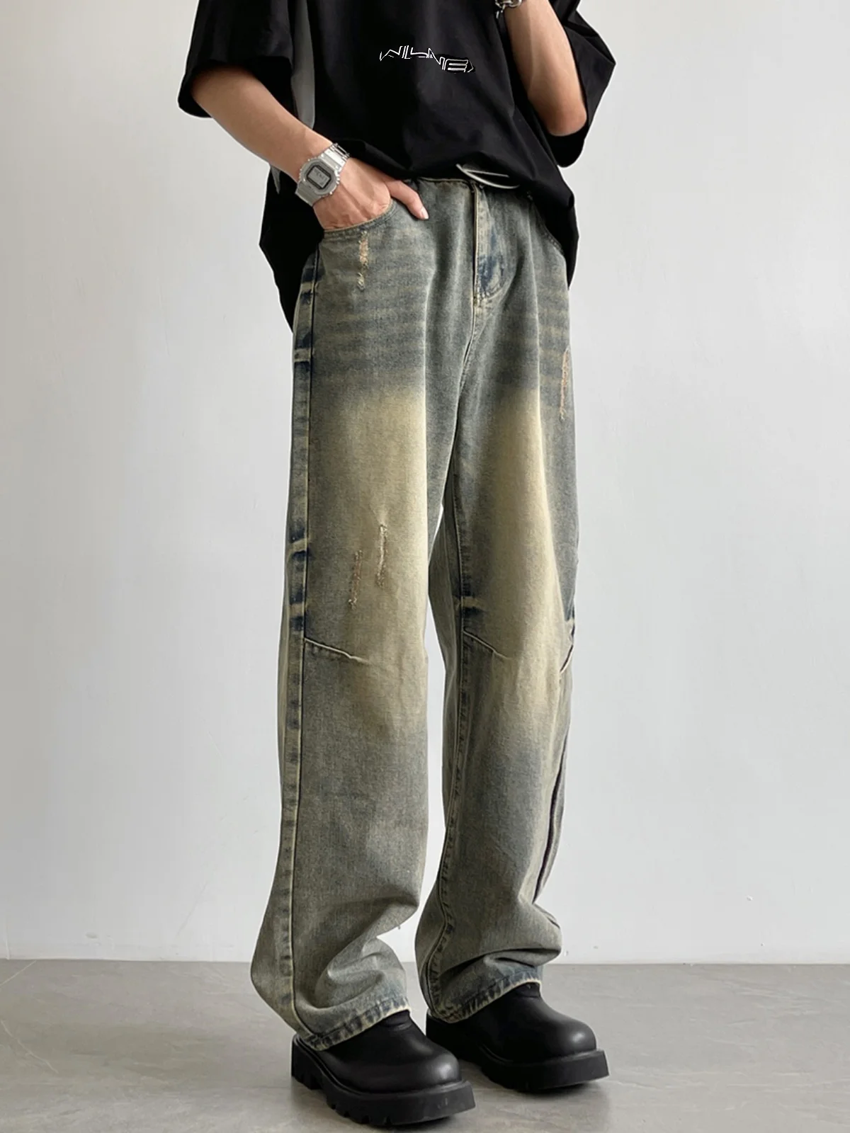 American Sle Mud Dye Waed Loose Wide Leg Jeans Trendy High Street Brand Spring Autumn Wearable Casual Straight Cut Denim
American Sle Mud Dye Waed Loose Wide Leg Jeans Trendy High Street Brand Spring Autumn Wearable Casual Straight Cut Denim
