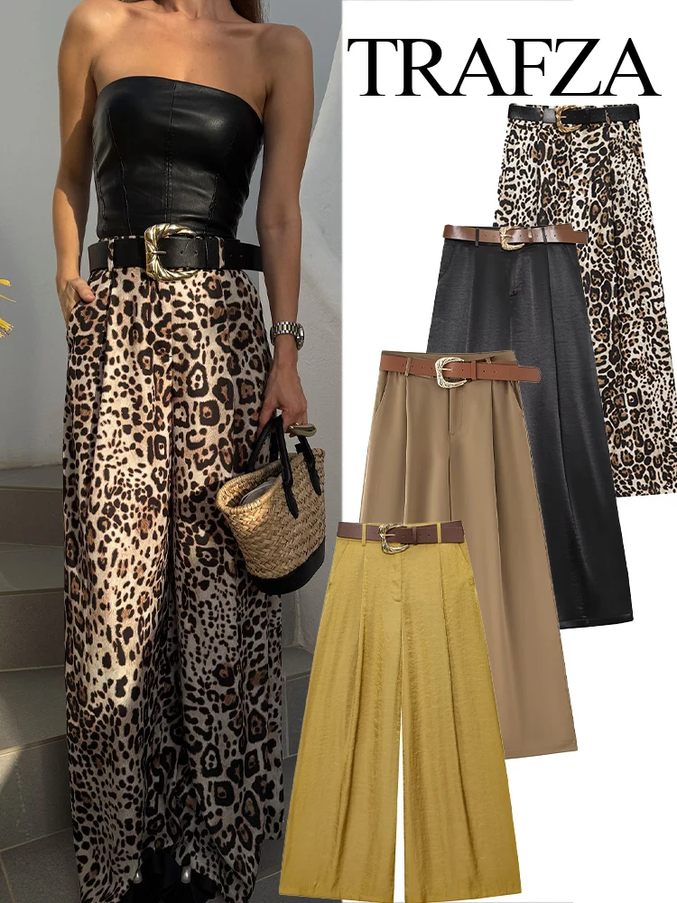 TRAFZA 2025 Women's Summer Belt Wrinkles Decorate Loose Long Pants Female Fashion Side Pocket Zipper Casual Wide Leg Trousers
TRAFZA 2025 Women's Summer Belt Wrinkles Decorate Loose Long Pants Female Fashion Side Pocket Zipper Casual Wide Leg Trousers