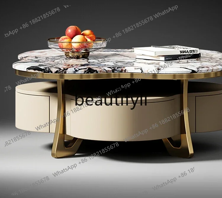 Легкий роскошный маленький журнальный столик с натуральным мрамором и облаком, современный домашний высококачественный мраморный журнальный столик
Легкий роскошный маленький журнальный столик с натуральным мрамором и облаком, современный домашний высококачественный мраморный журнальный столик