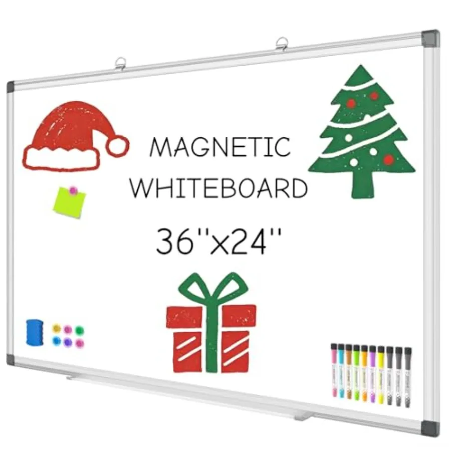 36" x 24" Magnetic Dry Erase Board, Large Hanging Magnetic White Board with Aluminum Frame, Smooth Writing Presentation Whitebo
36" x 24" Magnetic Dry Erase Board, Large Hanging Magnetic White Board with Aluminum Frame, Smooth Writing Presentation Whitebo