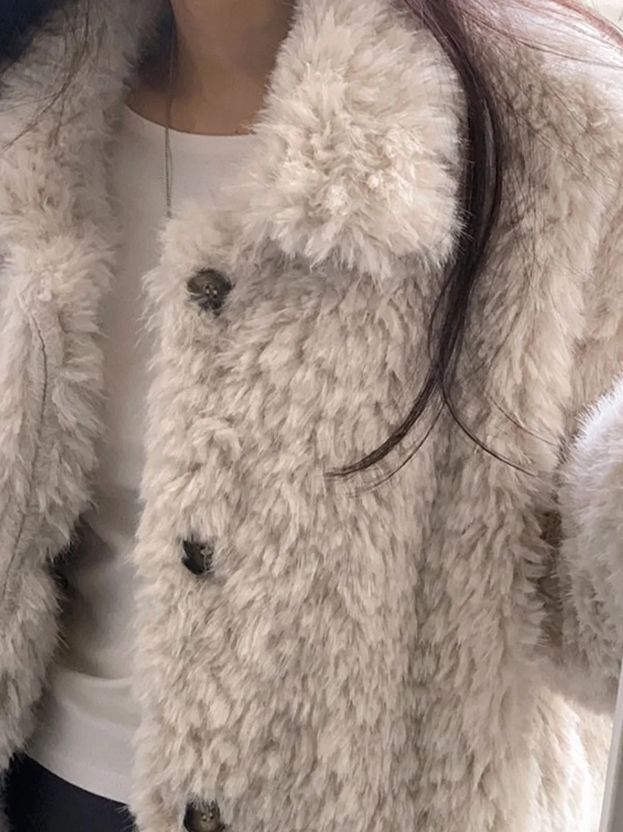 Chic ort Women's Winter Coat Warm Sli Youthful Fluffy Outerwear Korean Sle Loose Fit Button Closure Faionable
Chic ort Women's Winter Coat Warm Sli Youthful Fluffy Outerwear Korean Sle Loose Fit Button Closure Faionable