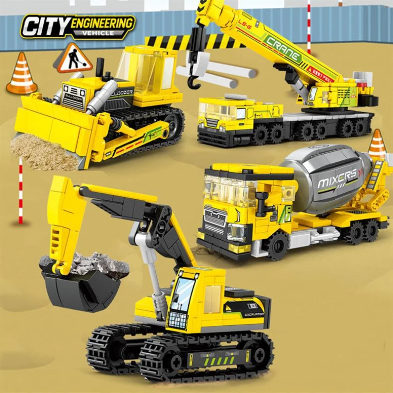 LEYI 69012 City Engineering Vehicle Set, 4 Models: Mixer Truck/Crane/Bulldozer/Excavator, DIY Building Toys
LEYI 69012 City Engineering Vehicle Set, 4 Models: Mixer Truck/Crane/Bulldozer/Excavator, DIY Building Toys