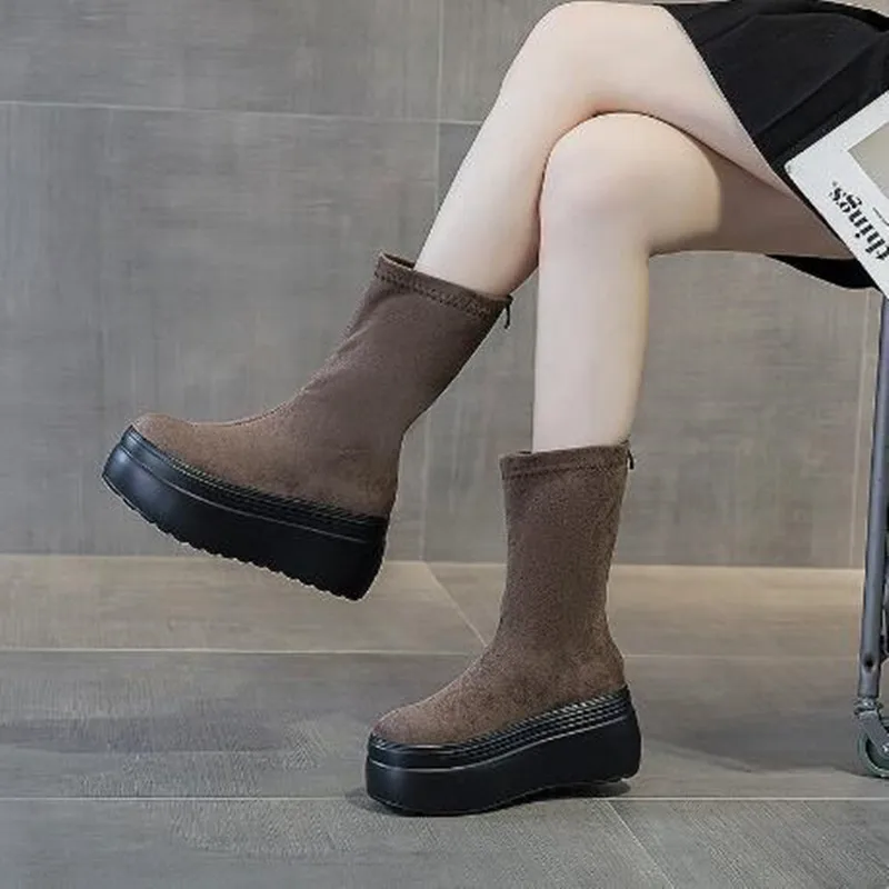 New 8cm 2026 Autumn Winter High Mid Calf Women Boots Booties Shoe Cow Suede Platform Wedge Sheepskin Leather Hidden Heels Shoes
New 8cm 2026 Autumn Winter High Mid Calf Women Boots Booties Shoe Cow Suede Platform Wedge Sheepskin Leather Hidden Heels Shoes