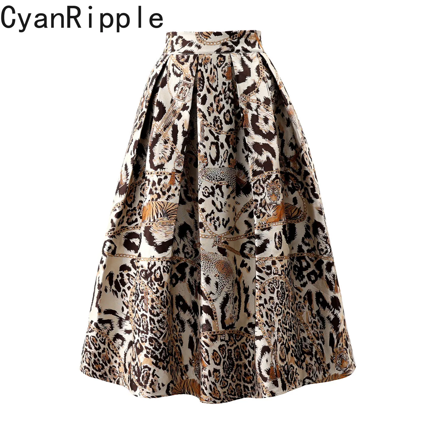 High Quality Spring Autumn Lady Vintage Leopard Jacquard A-line Skirt Elegant High Waist Mid-length Casual Women Puff Skirts
High Quality Spring Autumn Lady Vintage Leopard Jacquard A-line Skirt Elegant High Waist Mid-length Casual Women Puff Skirts
