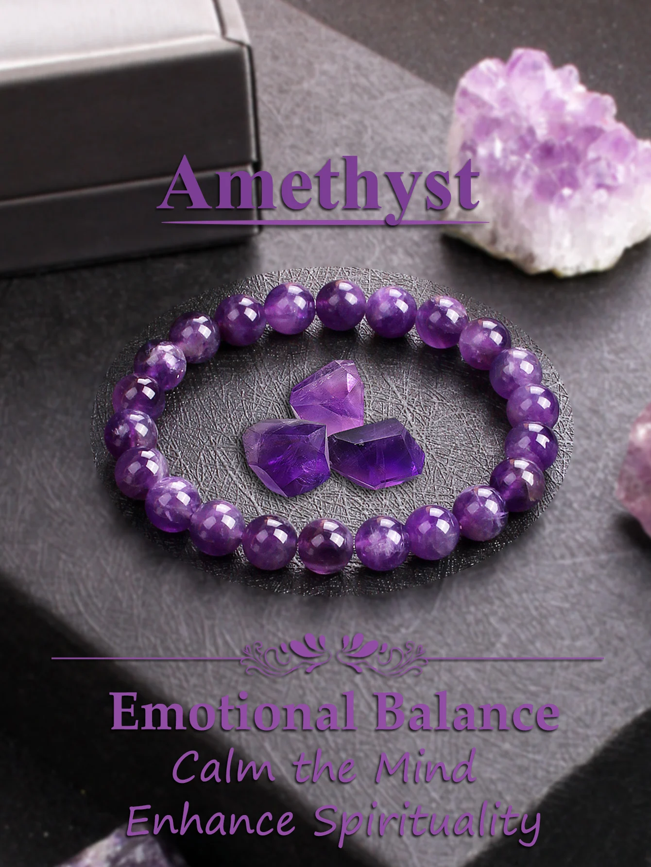 Amethyst Bead Bracelet – Natural Healing Crystal Calming Jewelry, Stress Relief & Spiritual Clarity | Energy-Boosting Stone Gift
Amethyst Bead Bracelet – Natural Healing Crystal Calming Jewelry, Stress Relief & Spiritual Clarity | Energy-Boosting Stone Gift