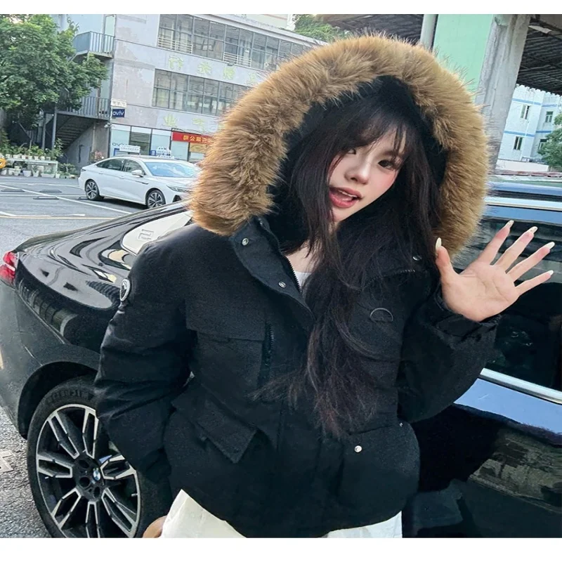 Workwear Down Cotton Jacket Women's Winter New Outdoor Big Wool Collar Cotton Jacket Design Sense Pocket Thickened Warm Coat
Workwear Down Cotton Jacket Women's Winter New Outdoor Big Wool Collar Cotton Jacket Design Sense Pocket Thickened Warm Coat