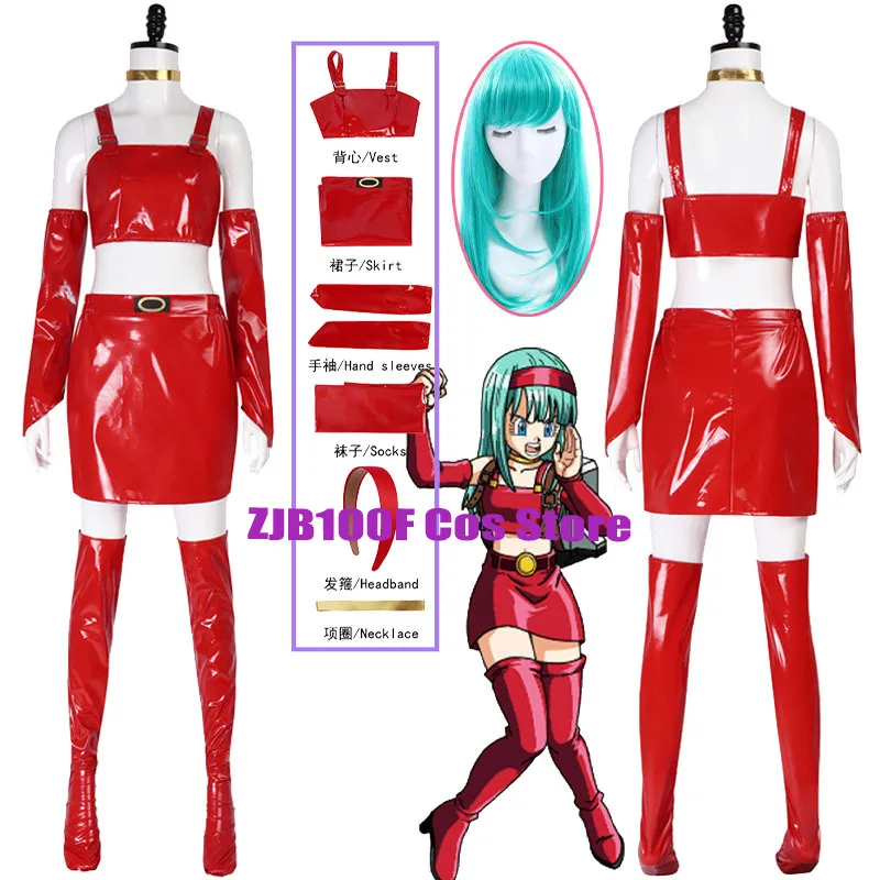 Anime Bulla Cosplay Dress Woman Sexy Fashion Red Leather Tube Tops SKIRTS Prop Set Wig Bulma Outfit for Halloween Party
Anime Bulla Cosplay Dress Woman Sexy Fashion Red Leather Tube Tops SKIRTS Prop Set Wig Bulma Outfit for Halloween Party
