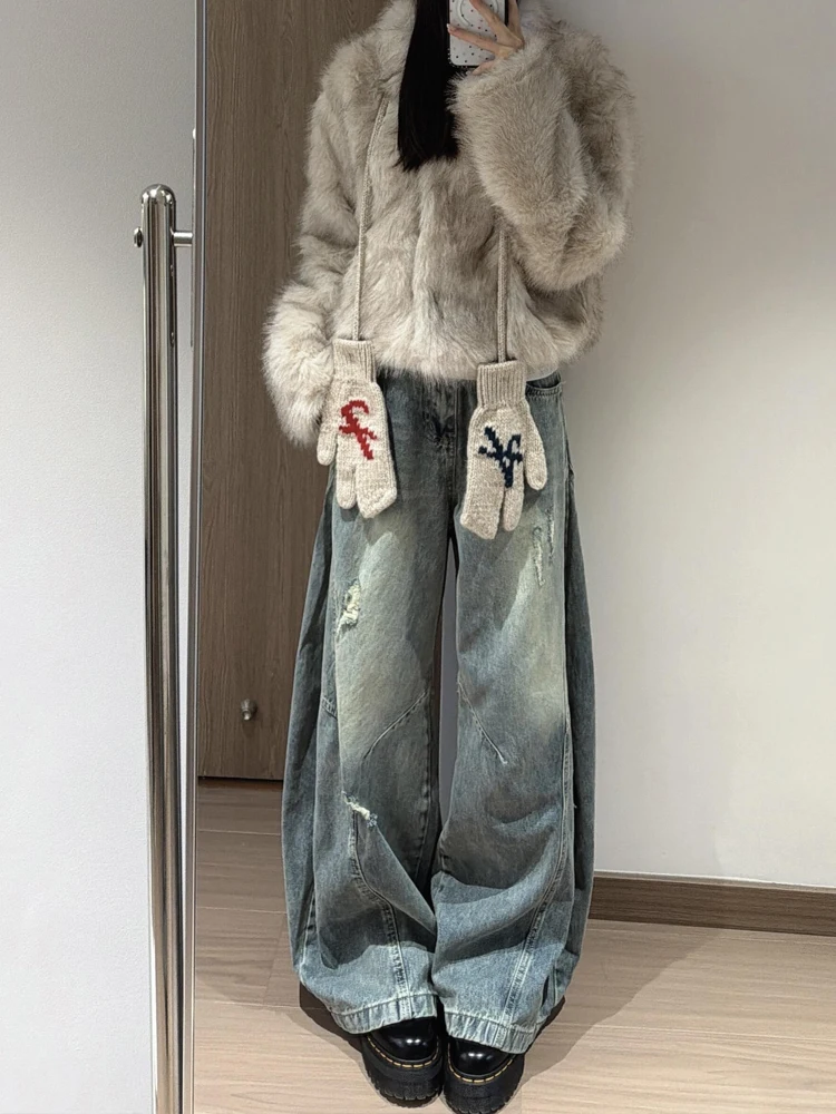 American Style Vintage Washed Distressed High Waist Knife Loose Women's Jeans Casual Comfortable Straight Leg Trousers
American Style Vintage Washed Distressed High Waist Knife Loose Women's Jeans Casual Comfortable Straight Leg Trousers