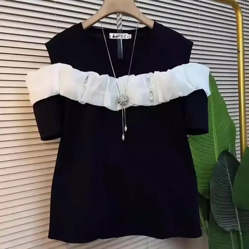 Women's Chic Age Reducing Ruffle Beaded Off Shoulder Blouse Summer Short Sleeve Design Unique Top
Women's Chic Age Reducing Ruffle Beaded Off Shoulder Blouse Summer Short Sleeve Design Unique Top