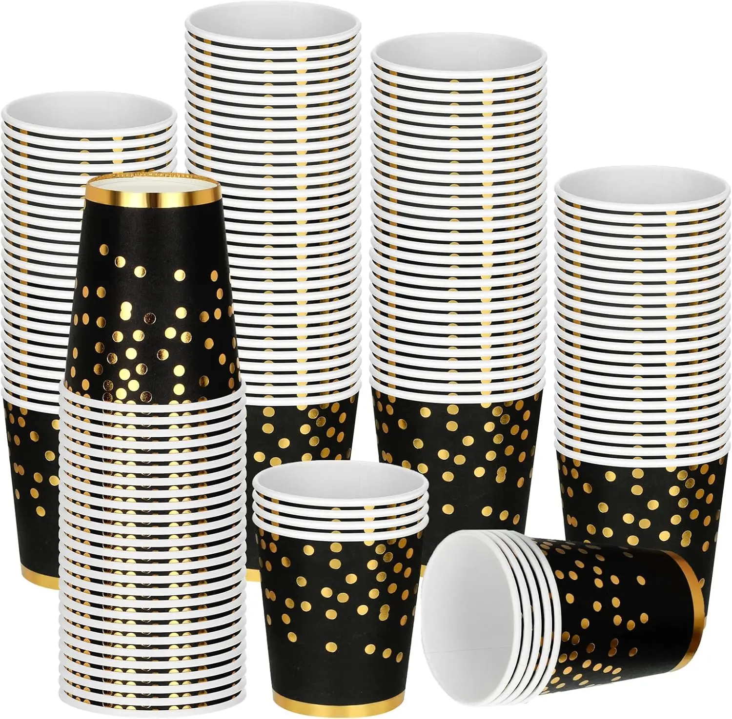 200 Pcs Black Gold Foil Paper Cups 9 oz Disposable Coffee Cups for Hot or Cold Drinks Tea for Graduation Wedding Anniver
200 Pcs Black Gold Foil Paper Cups 9 oz Disposable Coffee Cups for Hot or Cold Drinks Tea for Graduation Wedding Anniver