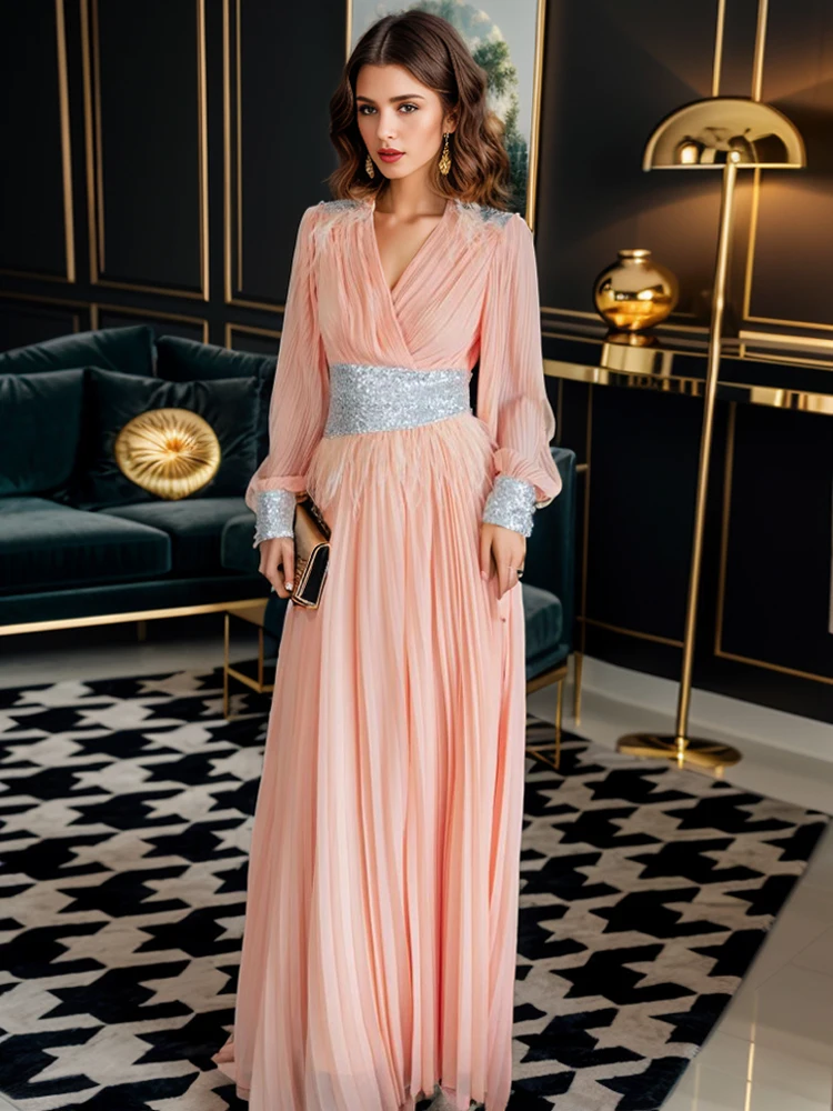 Designer High Quality New Women's Elegant Party Dress Long Sleeved luxury Evening Dress Formal Occasion Vintage Fashion French
Designer High Quality New Women's Elegant Party Dress Long Sleeved luxury Evening Dress Formal Occasion Vintage Fashion French