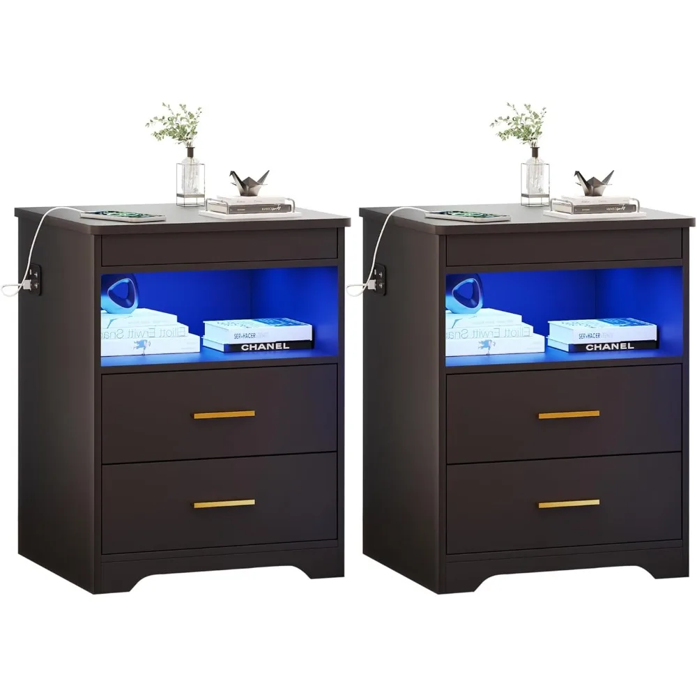 Nightstand Set of 2, Charging Bedside Table with USB & Type-C Port, LED Nightstand with Human Sensor Light, Modern End Table
Nightstand Set of 2, Charging Bedside Table with USB & Type-C Port, LED Nightstand with Human Sensor Light, Modern End Table